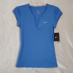 Nike dry-fit capped sleeve blue shirt sm NWT